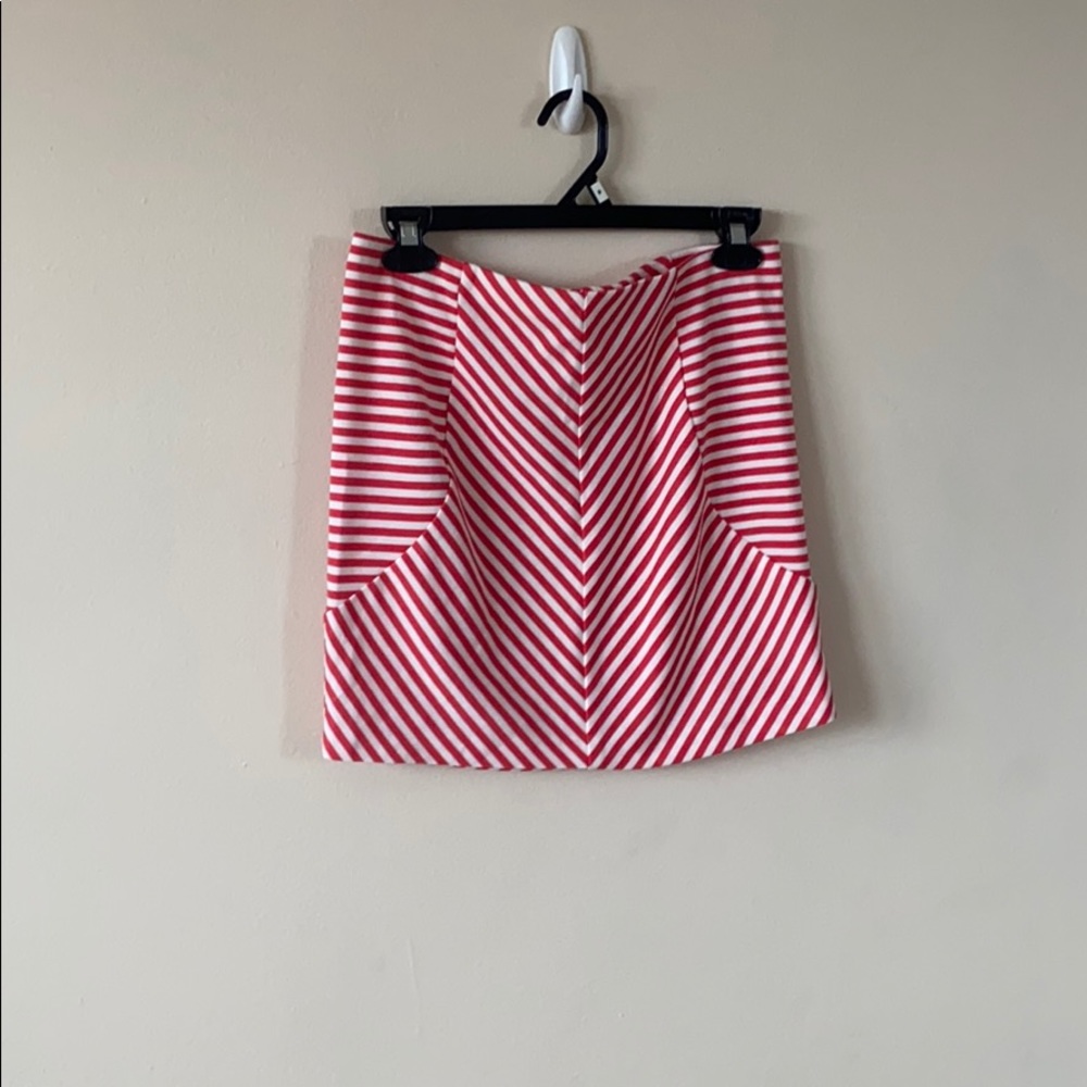 Love…Ady Red White Striped Mini Skirt Preppy Coastal Summer Stretch Large Short